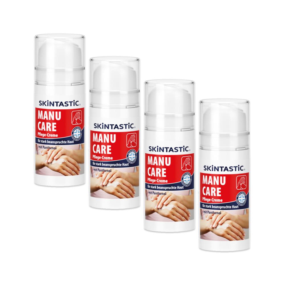 Manu Care Pflege-Creme | 4 x 100 ml | Pumpspender | Handcreme