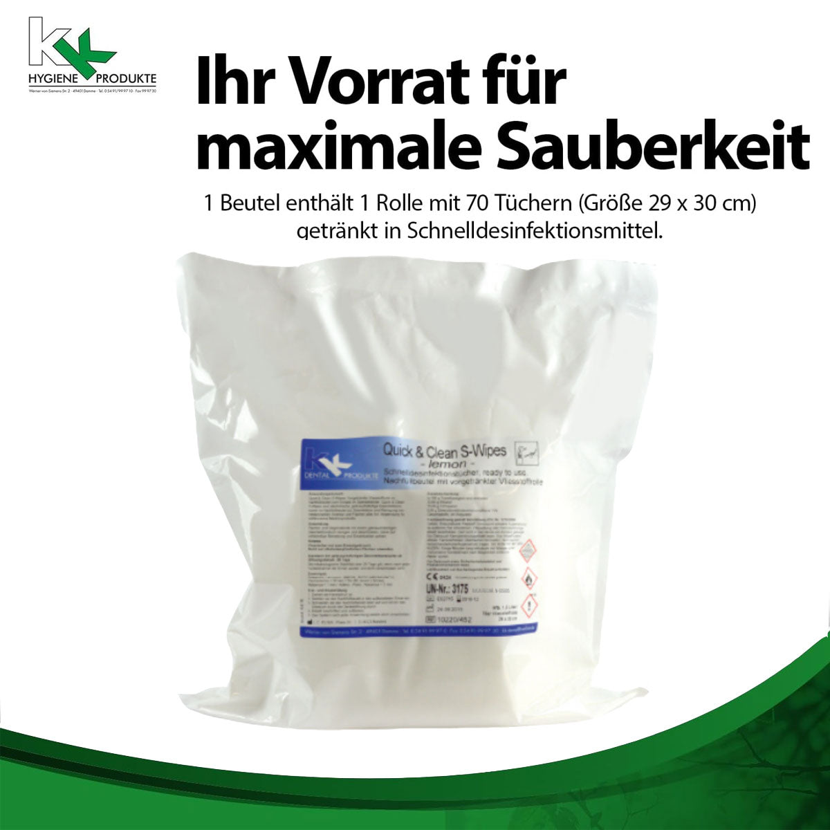 KK Quick & Clean alkoholische S-Wipes ready to use Refillbeutel 70 Tücher/Rolle