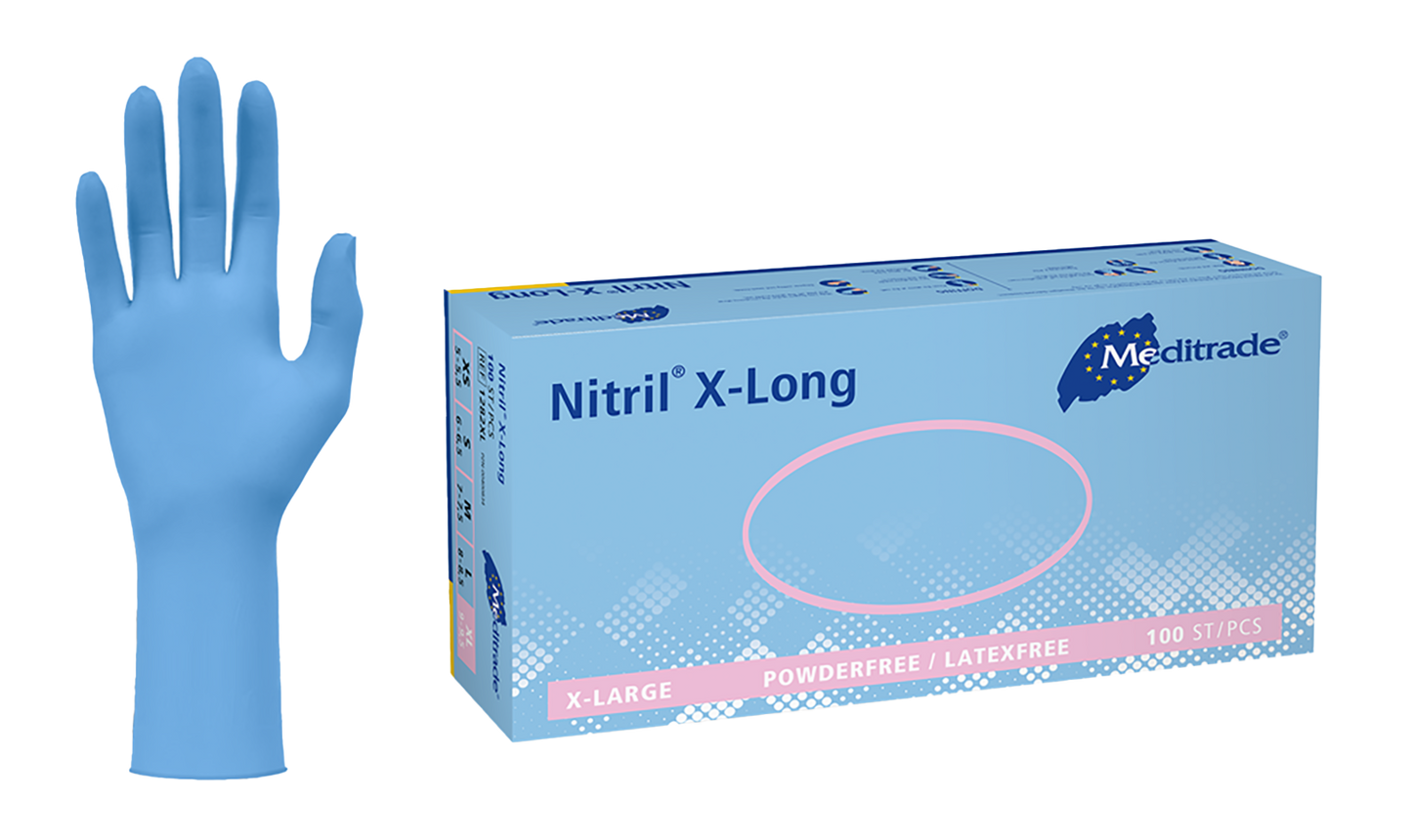 Meditrade Nitrilhandschuhe Nitril® X-Long Blue  XS-XL 100 Stück/Box