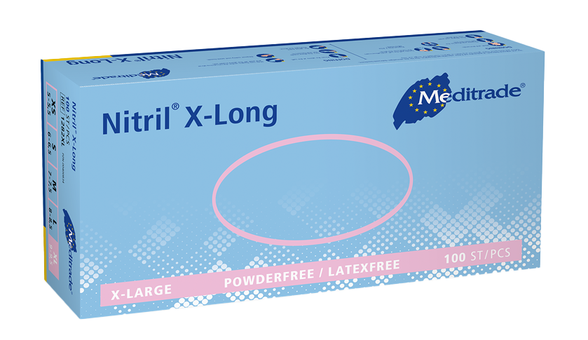 Meditrade Nitrilhandschuhe Nitril® X-Long Blue  XS-XL 100 Stück/Box