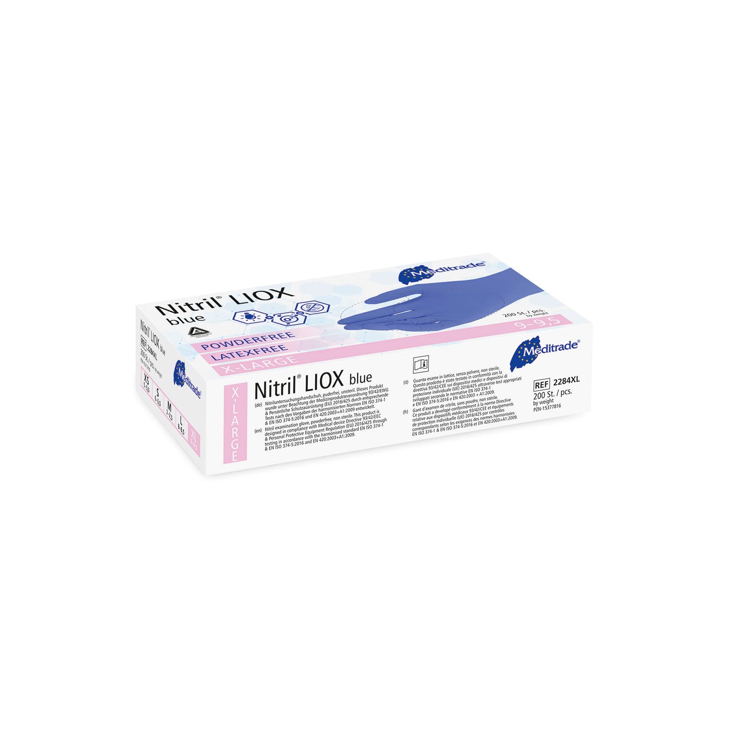 Meditrade Nitril® LIOX Antimikrobieller Untersuchungshandschuhe XS - XL 200 Stück/Box