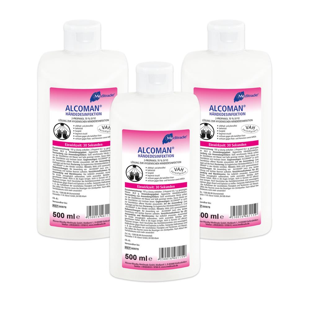 Händedesinfektion ALCOMAN 3 x 500 ml Flasche