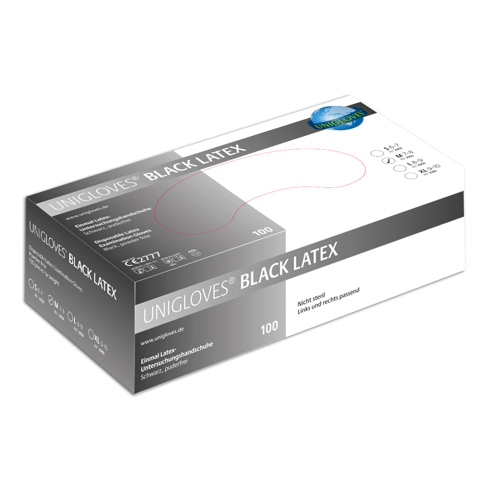 Unigloves Latexhandschuhe Black Latex | S - XL | 100 Stück/Box