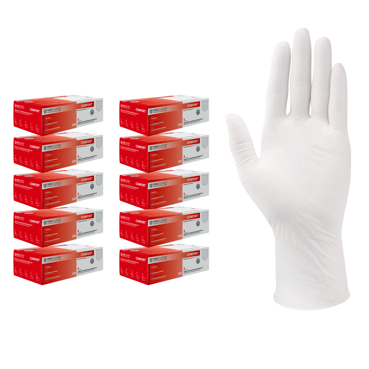 Unigloves Latexhandschuhe COMFORT 1000 Stück/ Karton  Gr. XS-XL