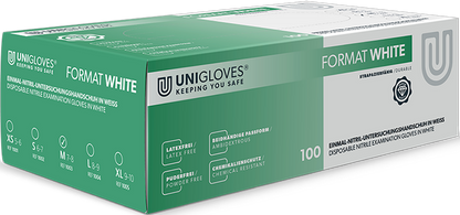 Unigloves Nitrilhandschuhe FORMAT WHITE XS-XL 100 Stück/Box