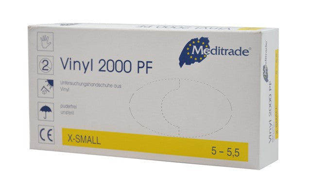 Meditrade Vinylhandschuhe VINYL 2000 PF 100 Stück/Box  Gr. XS-XL