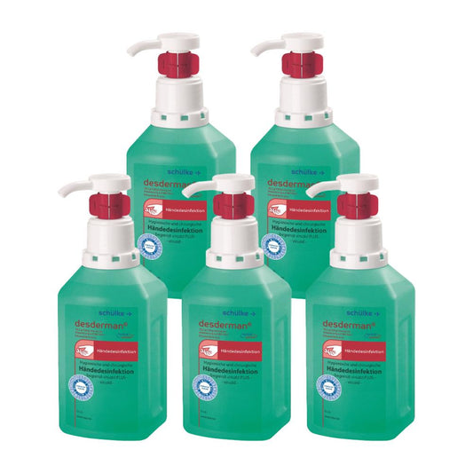 Schülke Desderman | 5 x 500 ml Hyclick | Händedesinfektionsmittel | Desinfektionsmittel mit integrie